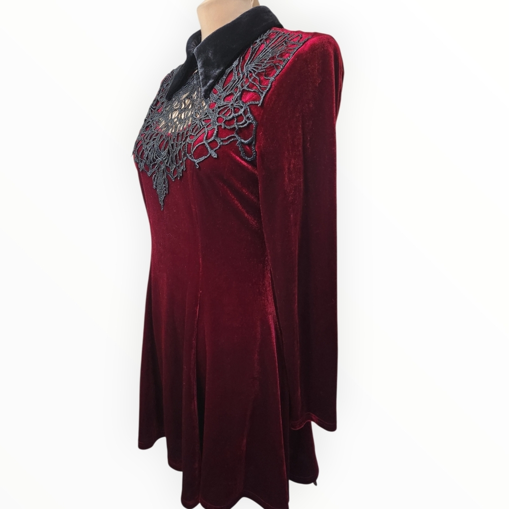 DOLLS KILL x PUNK RAVE "Dramatica" Velvet Skater Dress - Size M - Picture 7 of 14